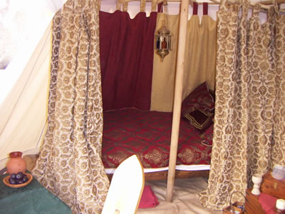 Our double bed inside the tent