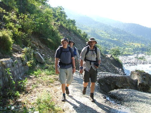 Walking past another landslide on the road