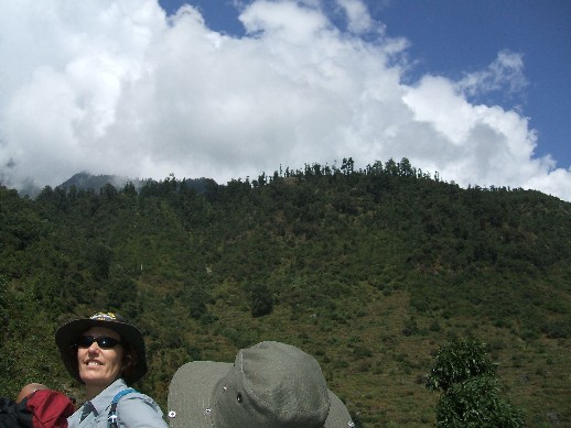 Arriving at the foot of the village - it's up there in the clouds !
