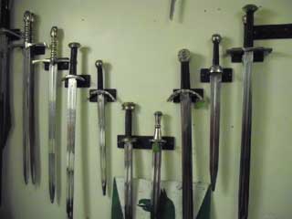 Just some of the swords that Roger makes