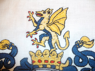 Detail of the griffon at the top of the crest