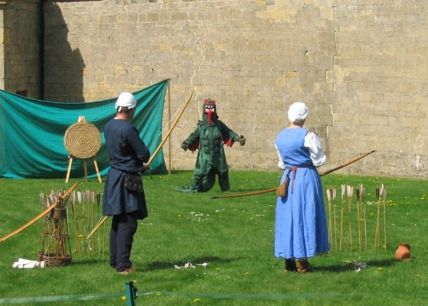 The very scary dragon being shot by Pete and Bev