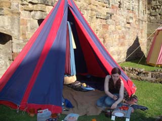 Our little medieval tent in the evening sunshine