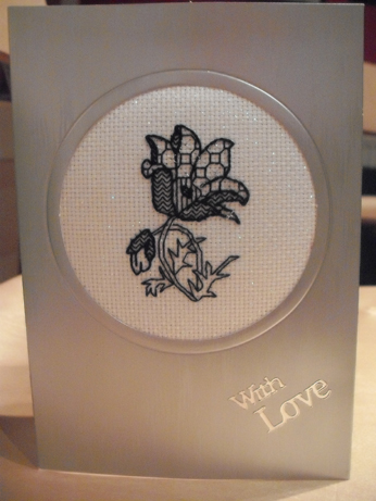 Blackwork flower card