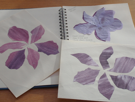 The two loose pieces are the flowers I created by painting transfer inks onto paper and cutting out petal shapes