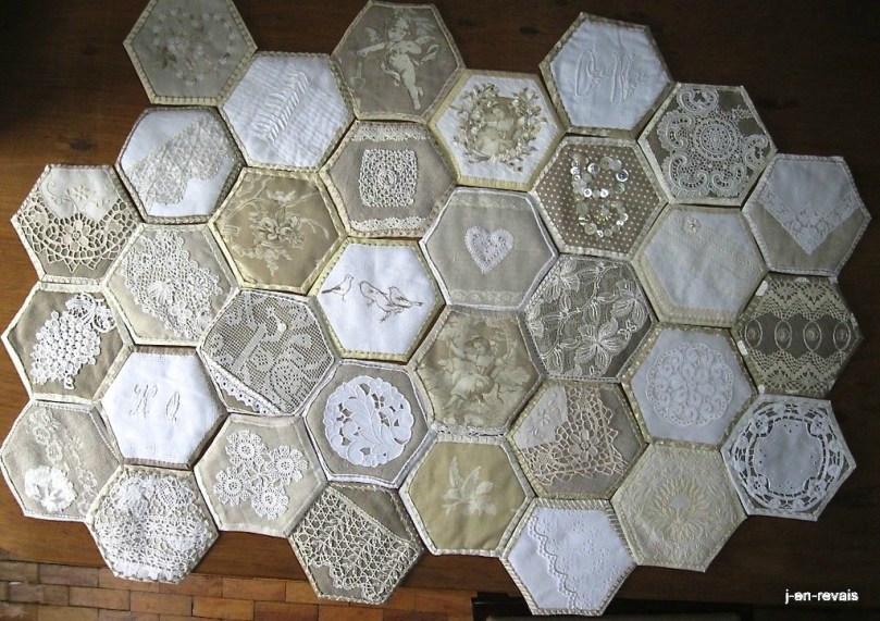 Vintage fabric bee quilt