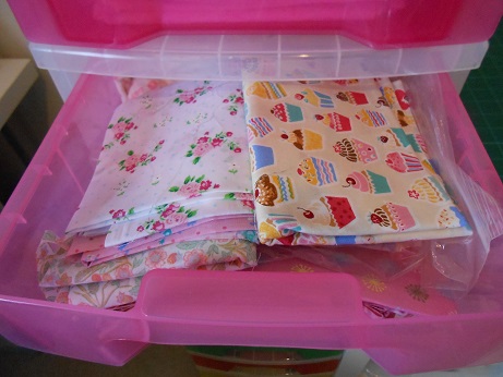 new sewing room - pink fabric