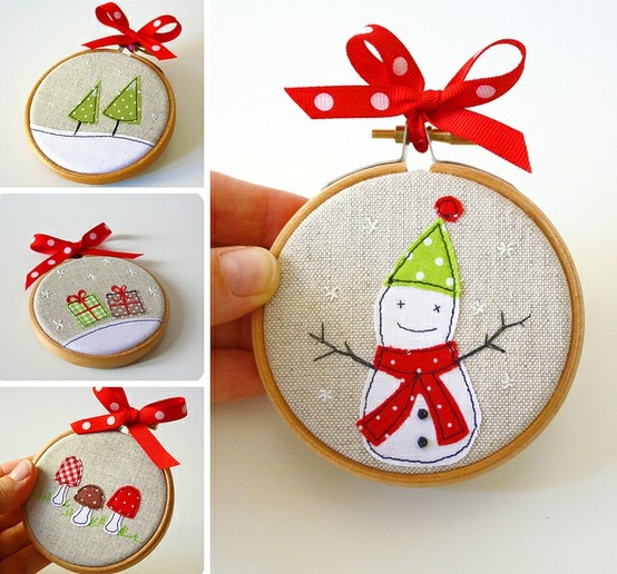 Embroidered Xmas ornaments