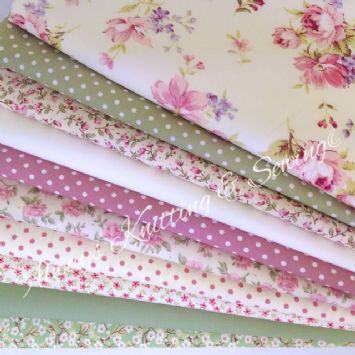 bundle-10-fat-quarters-cream-floral-Always Knitting and Sewing