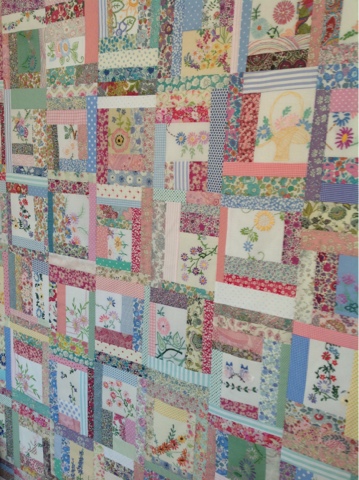 Hen House vintage embroidey quilt