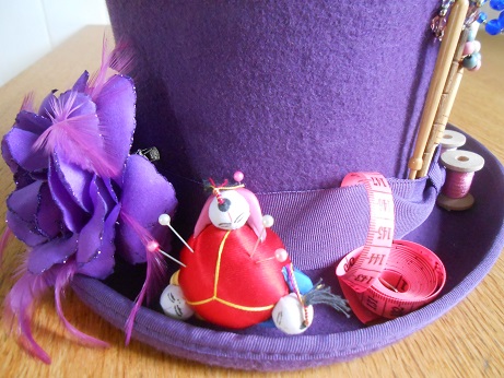 Steampunk purple sewing hat 1