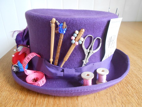 Steampunk purple sewing hat 2