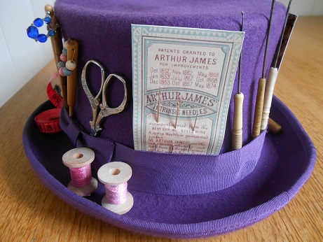 Steampunk purple sewing hat 3