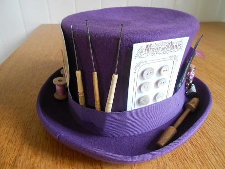 Steampunk purple sewing hat 4